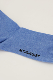 My Jewellery sokken met lurex en ruffle licht blauw
