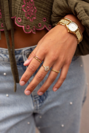 My jewellery verstelbare ring Vintage met roze & rode bloemetjes mini zilver