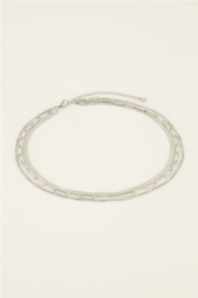My jewellery ketting driedubbel met grove & platte schakels zilver