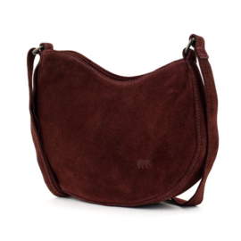 Bear design suede schoudertasje 'Tamara' bordeaux