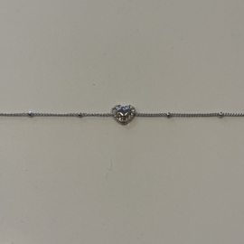 My jewellery armband hartje strass zilver