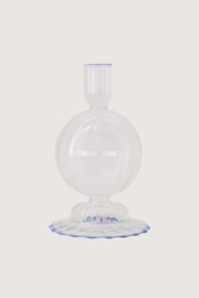 zusss kandelaar glas bolling ribbel transparant blauw