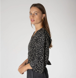 Tiltil Sunny top black flower dot