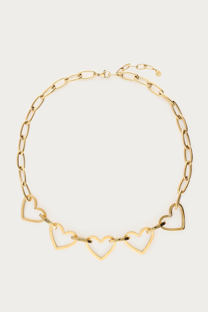 My Jewellery Grove Schakelketting met open hartjes goud