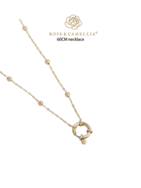 rose en camellia ketting met bolletje 60cm ronde sluiting