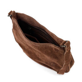 Bear design suede schoudertasje 'Tamara' choco