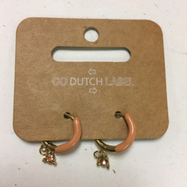 Go Dutch Label oorbellen | hangers roze met goud.