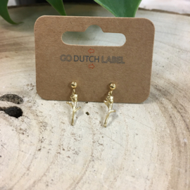 Go Dutch Label oorbellen | knopjes met roosje goud.