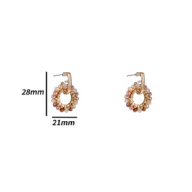 Go Dutch Label oorbellen small beads circle mocca mix
