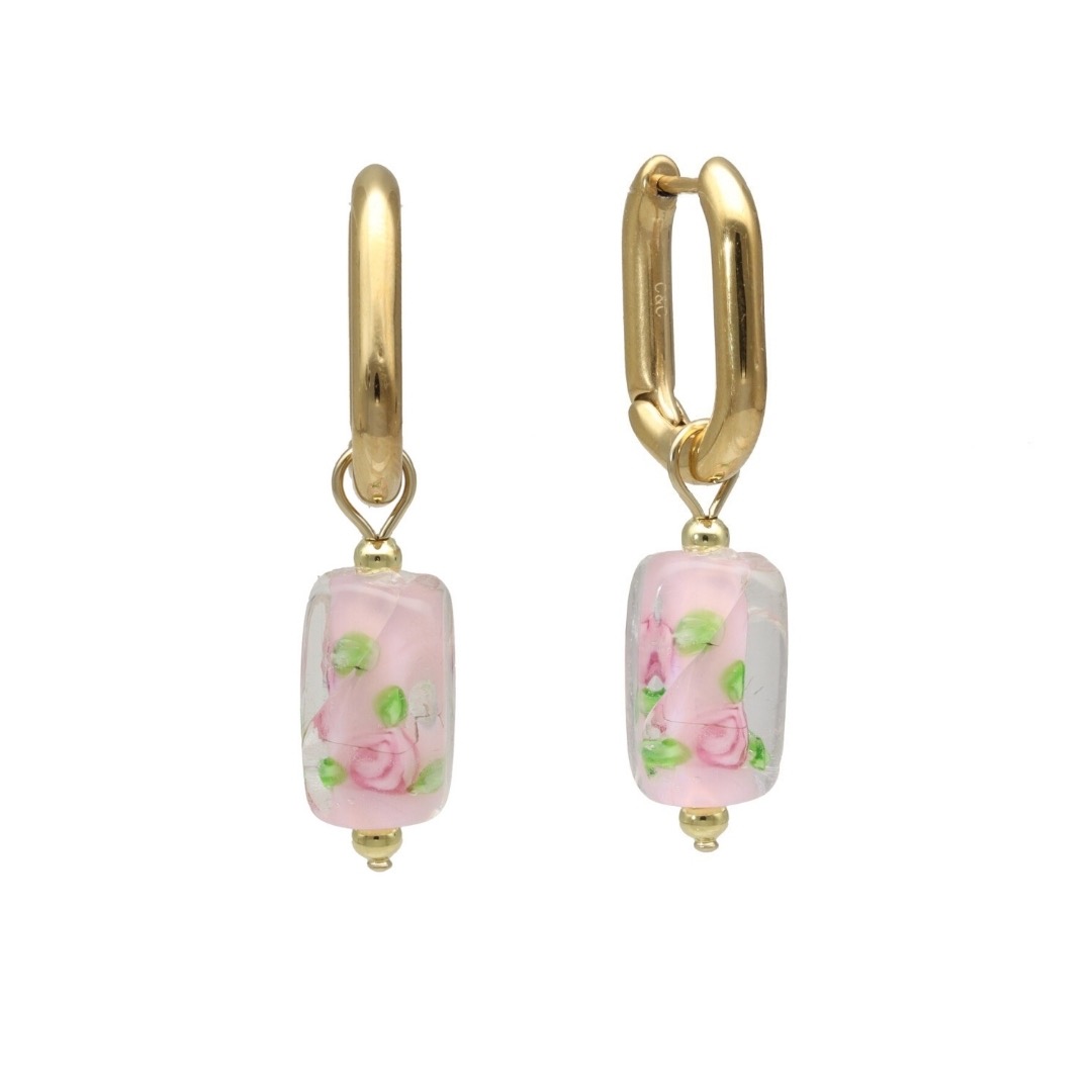 camps & camps oorbellen Glass Bead Light Rose