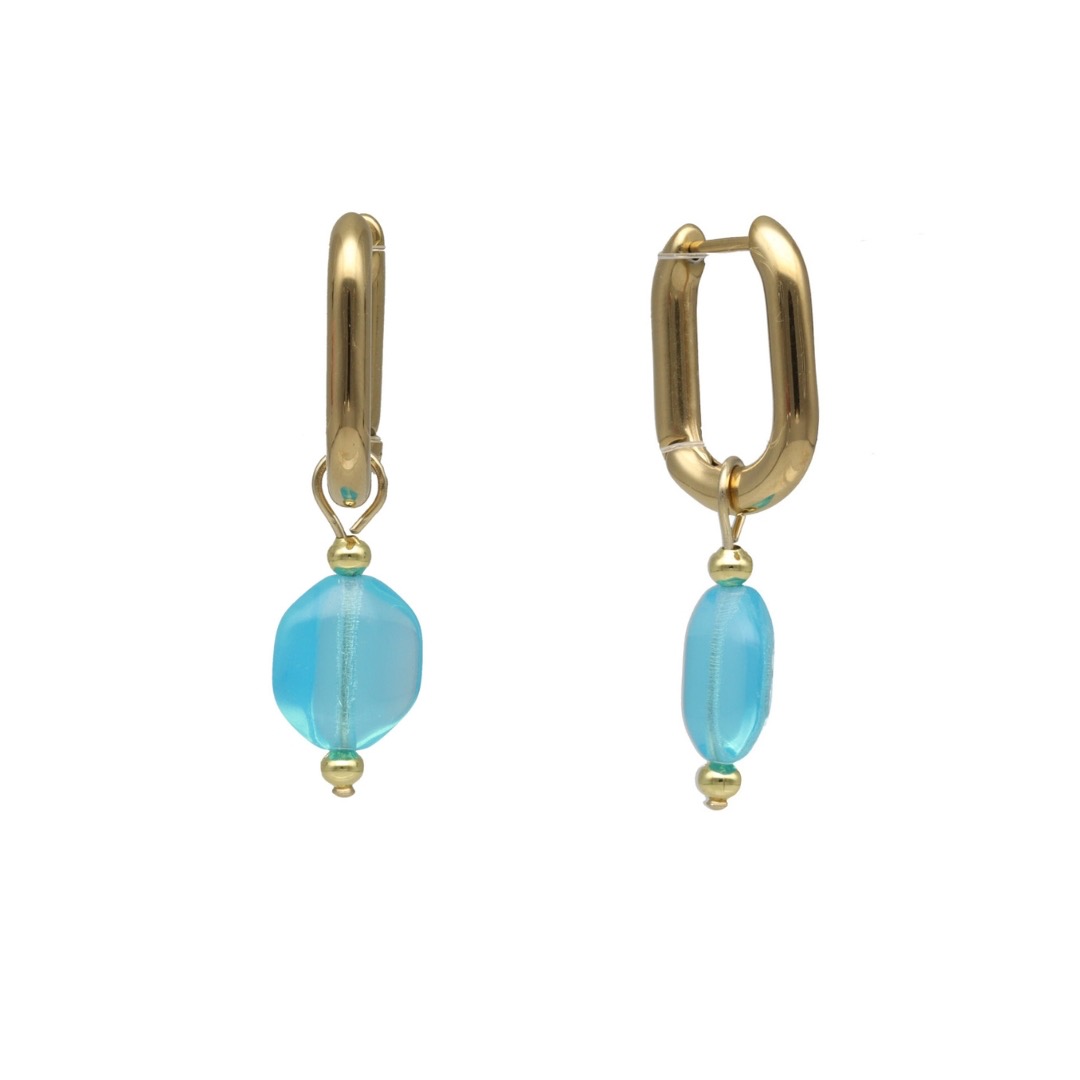 camps & camps oorbellen Glass Bead Aqua
