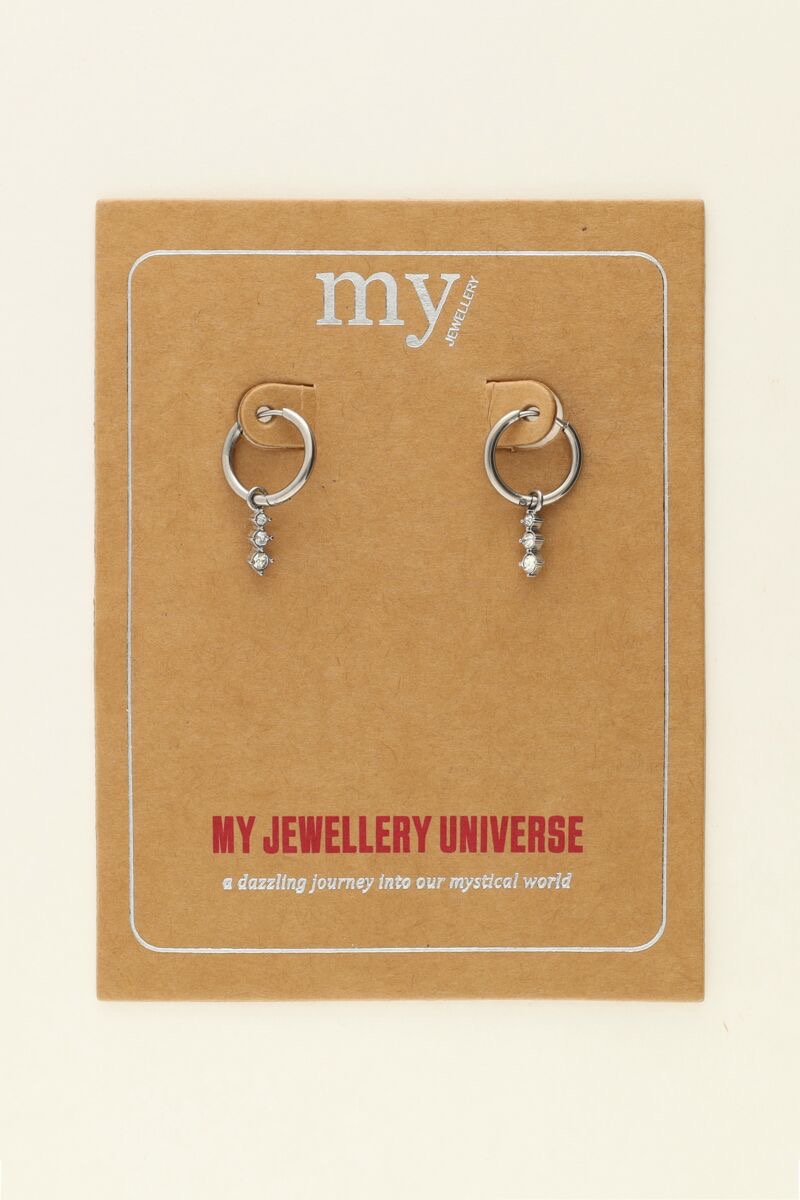 My jewellery Universe oorringen met drie steentjes zilver