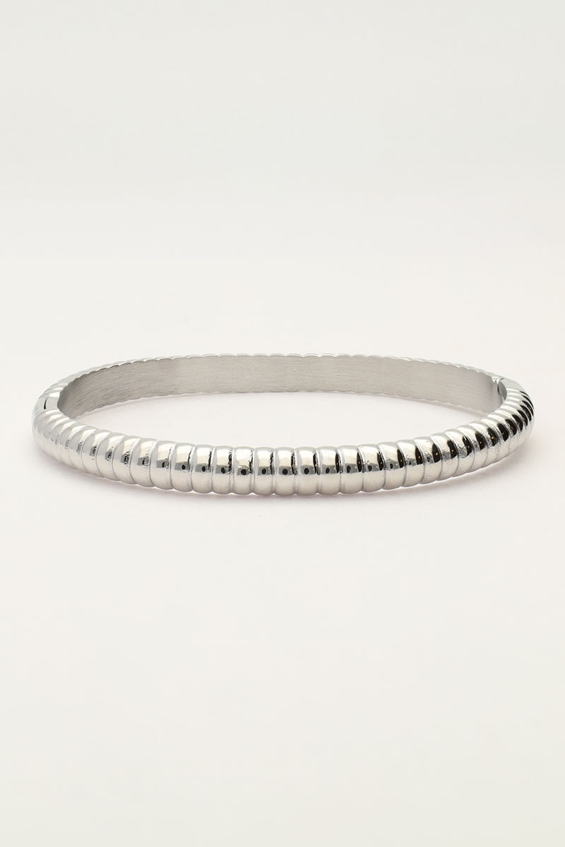 My Jewellery Bold rechthoekige bangle met ribbels zilver