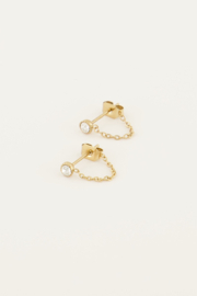 My Jewellery oorbellen | kettinkje stras goud