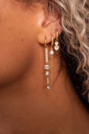 My Jewellery oorbellen | oorringen met dubbel hartje van strass goud