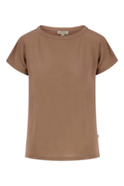 zusss t-shirt | linnen t-shirt boothals lichtbruin