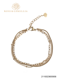 rose en camellia armband 3 dubbel met bolletjes