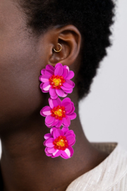 My Jewellery Statement oorhangers met drie roze bloemen
