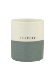 Zusss geurkaars reactive glaze leukerd L wit/grijsblauw