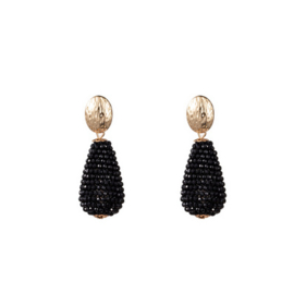 Go Dutch Label oorbellen | full-on beads drop down black goud