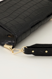 My Jewellery zwart half moon crossbody tas met croco print
