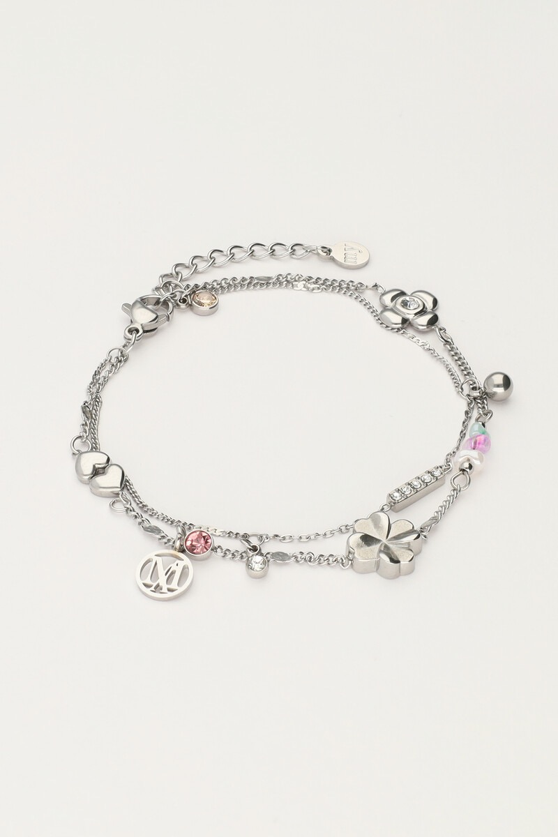 My Jewellery Dubbele armband met bedels "dreams come true" zilver