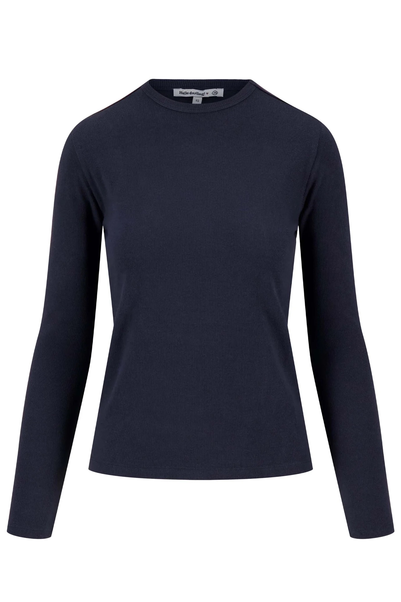 zusss basic rib ronde hals top met stretch navy