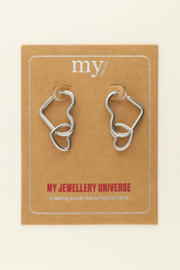 My Jewellery oorbellen | universe dubbel hart zilver