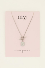 my jewellery ketting | met slotje & smiley strass zilver