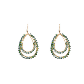 2 Line Beads Drop - 14K + green