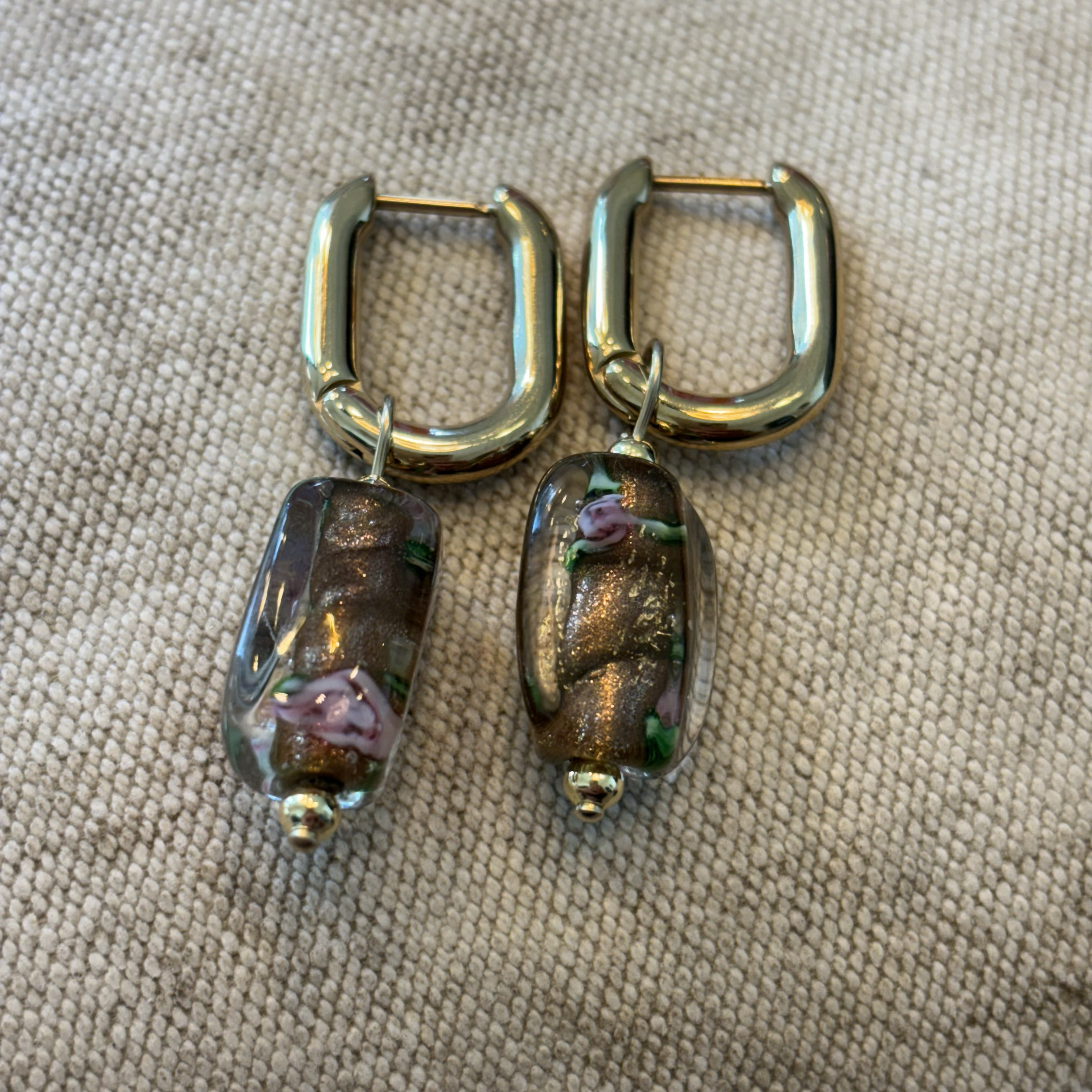 camps & camps oorbellen Glass Bead Bronze Shadow