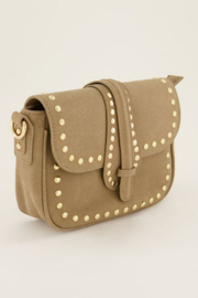 MY Jewellery tas | beige schoudertas met zilverkleurige studs