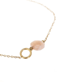 rose en camellia armband cirkel roze steen