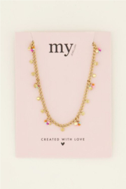 my jewellery ketting | multikleur steentjes & muntjes goud