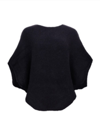 black colour poncho Pella bouclé