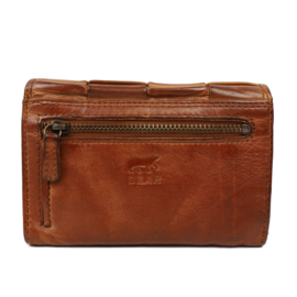 Bear Design gevlochten overslag portemonnee 'Flappie' | cognac