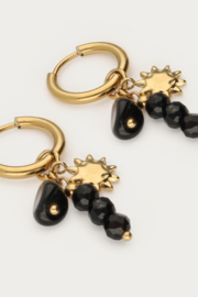 My Jewellery Oorringen met zwarte kralen en zon