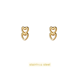 Go Dutch Label oorbellen Double Heart Stud goud