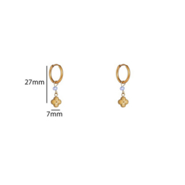 Go Dutch Label oorbellen subtle clover hoop blue - 14k