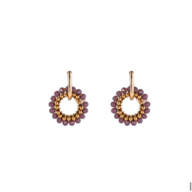 Go Dutch Label oorbellen | small beads circle goud lilac