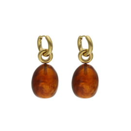 Camps & Camps oorbellen Oval Marble Smoked Topaz