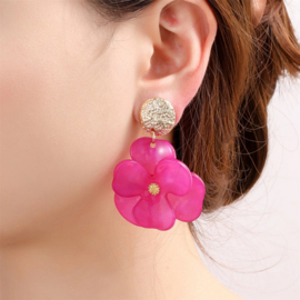 Go Dutch Label oorbellen Flower Drop & Dangle - 14K + pink