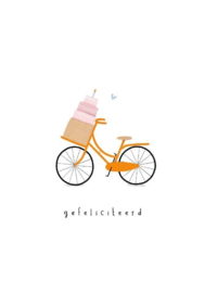 wenskaart klein liefs | gefeliciteerd fiets met taart