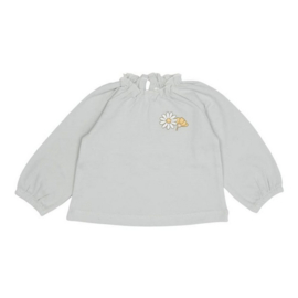 Little Dutch shirt lange mouw raglan | geborduurd bloemetje groen