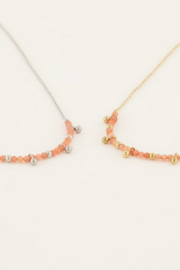 My Jewellery ketting | goud vintage ketting met oranje kralen & bolletjes*