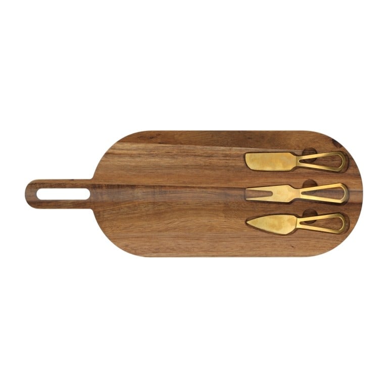 prospectt Jens living houten plank met gouden bestek