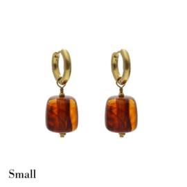 Camps & Camps oorbellen Small Square Marble Smoked Topaz