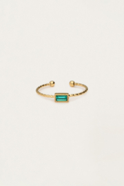 My jewellery Minimalistische ring met vierkante blauwe strass verstelbaar
