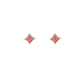 Go Dutch Label oorbellen | 4 dots stud roze goud