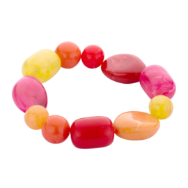 biba armband chunky kralen groot resin roze/geel